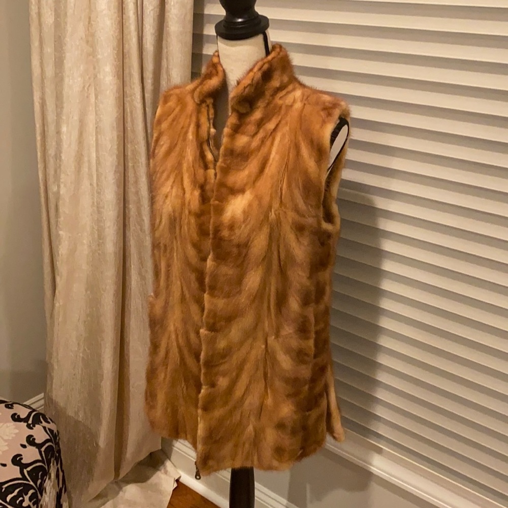 Bloomingdales whiskey colored mink vest